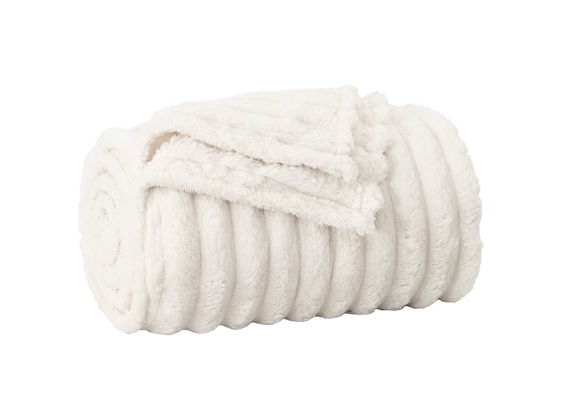 Plaid canapé crème 150x130 cm 0.45 kg polaire - Conforama A