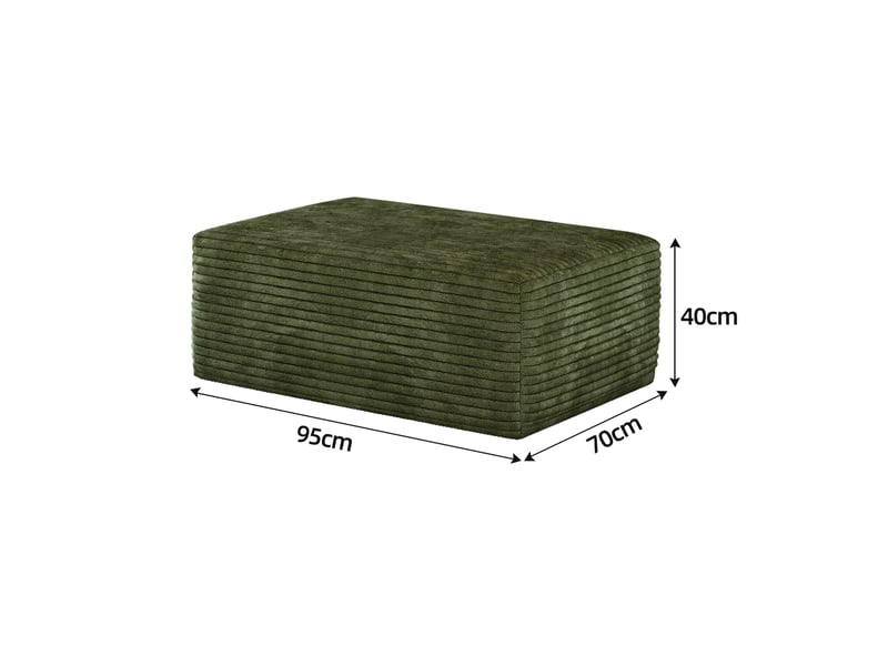  Pouf rectangulaire 95 x 70 x 40 cm en velours côtelé vert  - Conforama D