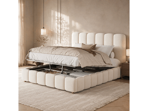 Lit coffre 140x190 cm <strong>STILVORA</strong>  <strong></strong> coloris beige