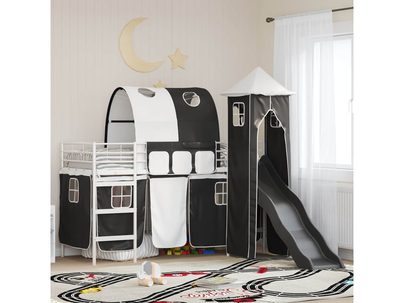 Cadre de lit superposé pour enfants - lit jeune blanc et noir 90 x 190 cm - Conforama B