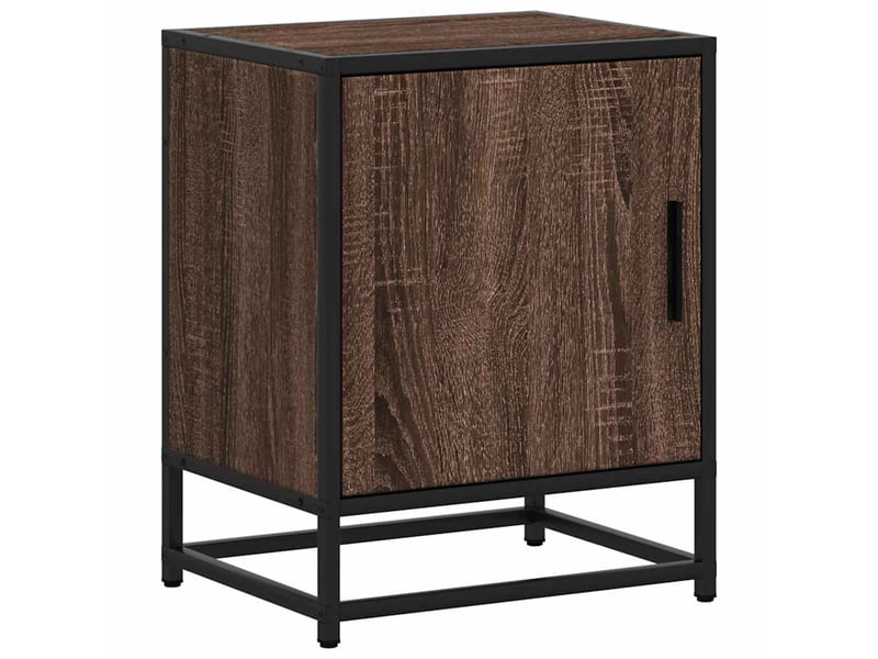  Lot de 2 tables de chevet - cabinet de chevet - table de nuit chêne marron bois d'ingénierie et métal  - Conforama E
