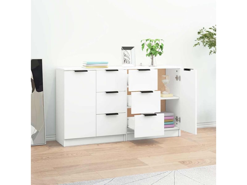  Buffets 2 pcs - bahut - meuble de rangement blanc 60x30x70 cm bois d'ingénierie  - Conforama C