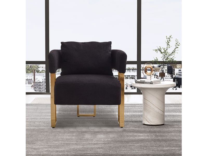  Fauteuil de relaxation 1 place en velours noir avec coussins, 68 x 68 x 70 cm  - Conforama D