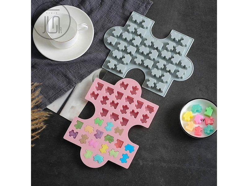  Lot de 2 moules à bonbons en silicone en forme de pièces de puzzle, moules en silicone pour chocolat, gomme, bombes de graisse, échantillons de bougie  - Conforama E