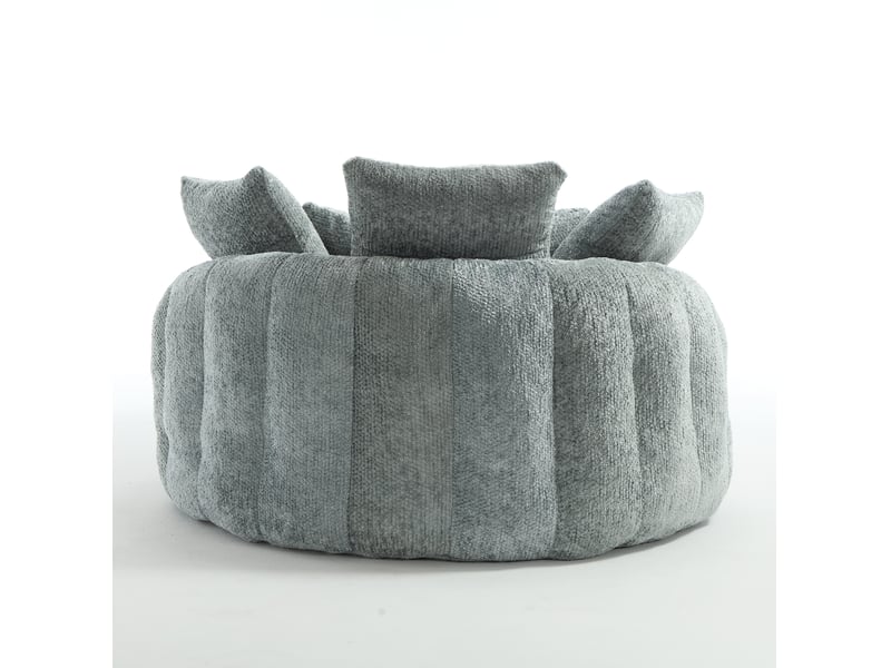  Fauteuil lounge mousse, avec pouf, coussin inclus 190,5x138x63 cm, polyester gris bleuté  - Conforama D