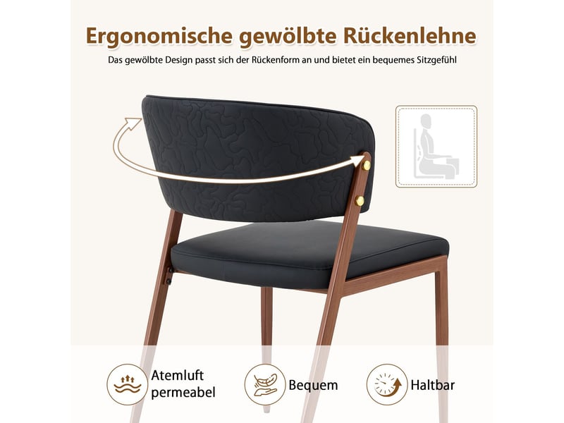  Lot de chaises 2 chaises dossier ergonomique assise rembourrée piètement métal revêtement en simili cuir  - Conforama D