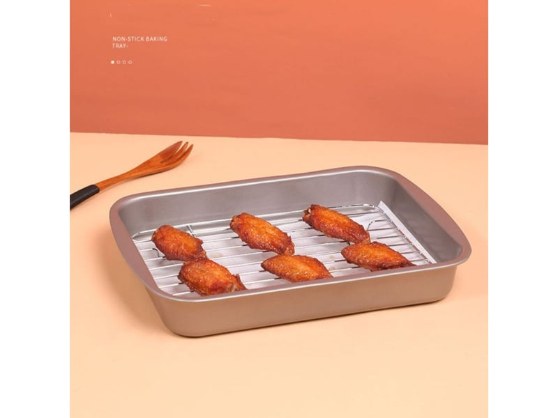  Petit plat four antiadhésif avec grille four 29 x 21.5 cm noir  - Conforama E