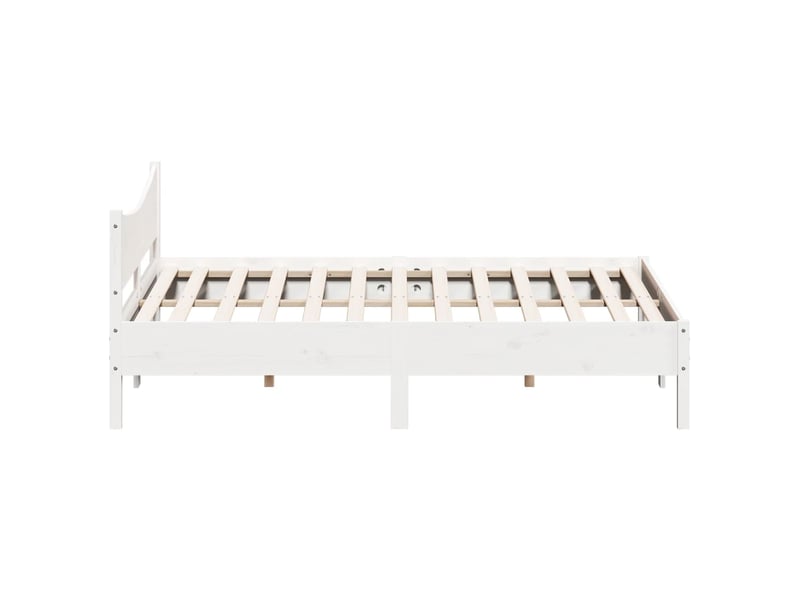  Lit double- lit adulte -  cadre de lit sans matelas blanc 200x200 cm bois massif de pin  - Conforama D