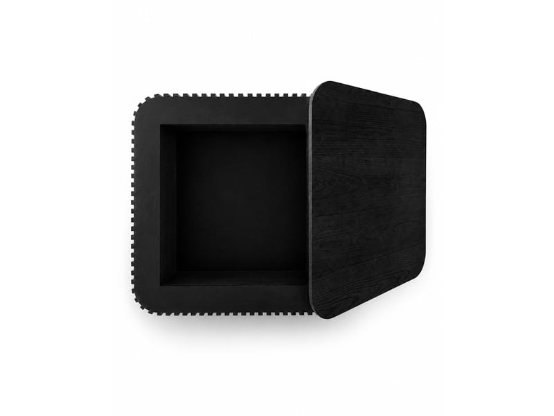  Table basse carrée cannelée 75x75x35 cm avec rangement caché mdf noir  - Conforama D