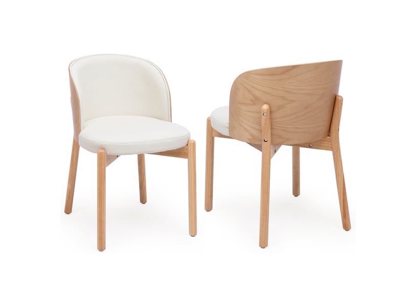  Lot de 2 chaises de salle à manger en bois massif couleur bois naturel  - Conforama A