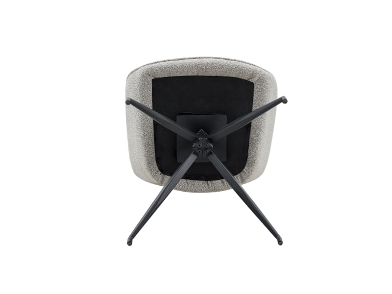  Ensemble de 2 chaises pivotantes 360°, tissu beige-gris, cadre métal noir à 4 pieds - salle à manger moderne  - Conforama E