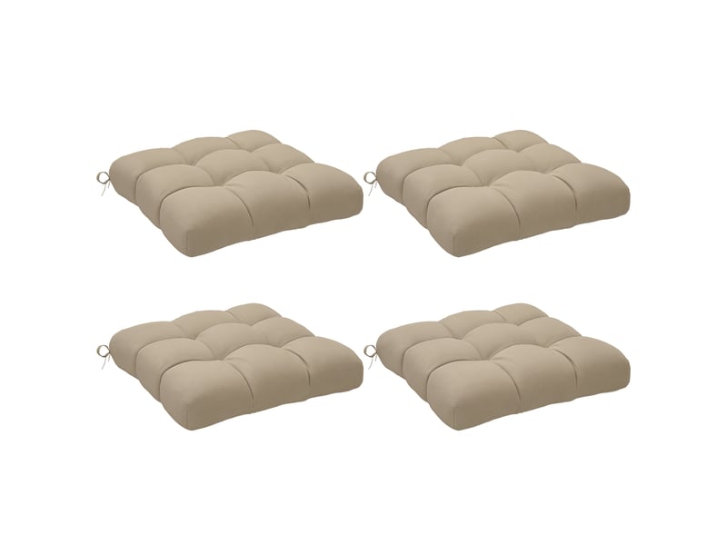  Lot de 4 coussins de chaise de jardin, coussins extérieurs capitonné, rembourrage 10 cm avec attaches, 48 x 48 cm kaki  - Conforama A
