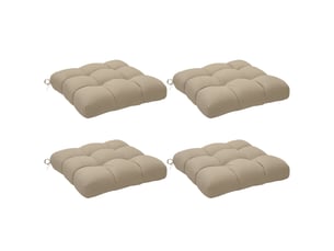 Lot de 4 coussins de chaise de jardin, coussins extérieurs capitonné, rembourrage 10 cm avec attaches, 48 x 48 cm kaki