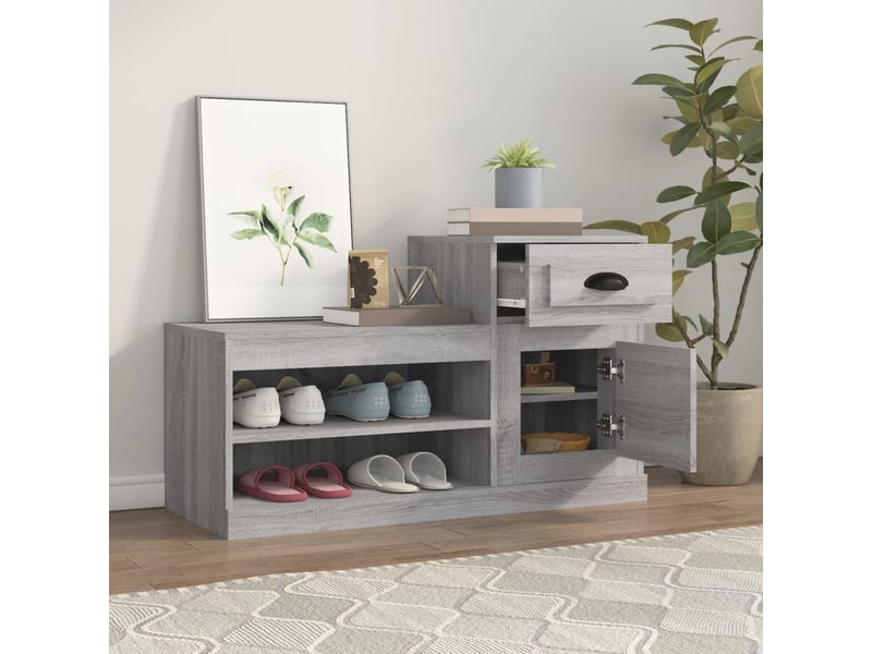  Meuble à chaussure, armoire à chaussures sonoma gris 100x42x60 cm bois d'ingénierie  - Conforama C