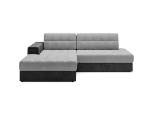 Canapé d'angle convertible cubito gris et noir 240 cm avec coffre de rangement