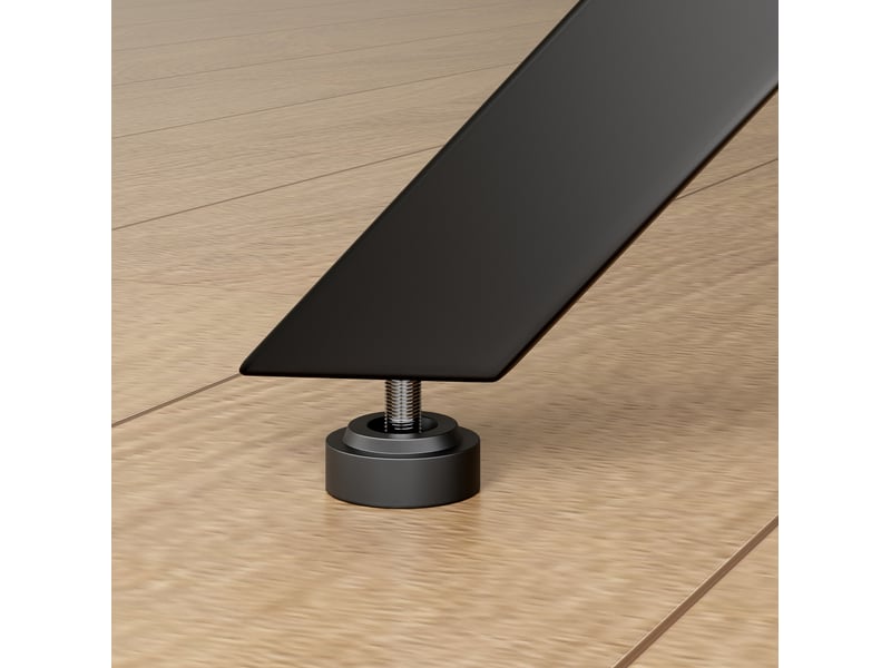  Table d'appoint carrée 80x80x75 cm noire en panneau de particules et acier, piètement en x réglable  - Conforama E