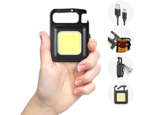 Cob mini lampes de poche 500 lumens, porte-clés petite lampe de poche rechargeable 4 modes d'éclairage avec support pliant ouvre-bouteille et aimant p