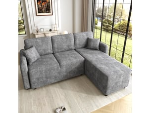 Canapé d'angle droit fixe <strong>MODENVIE</strong> <strong></strong> 3 places Tissu gris