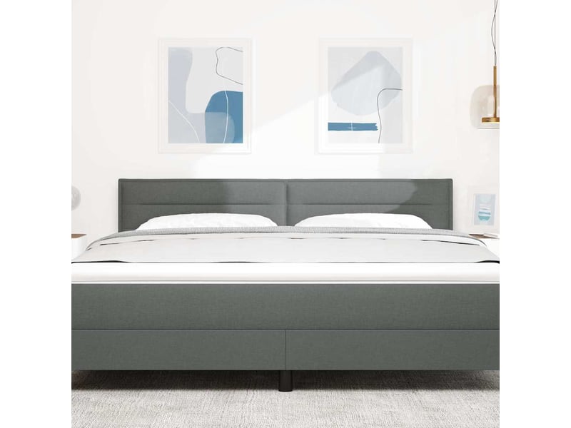  Tête de lit | panneau de tête de lit led avec bandes led gris foncé 180 cm tissu  - Conforama D