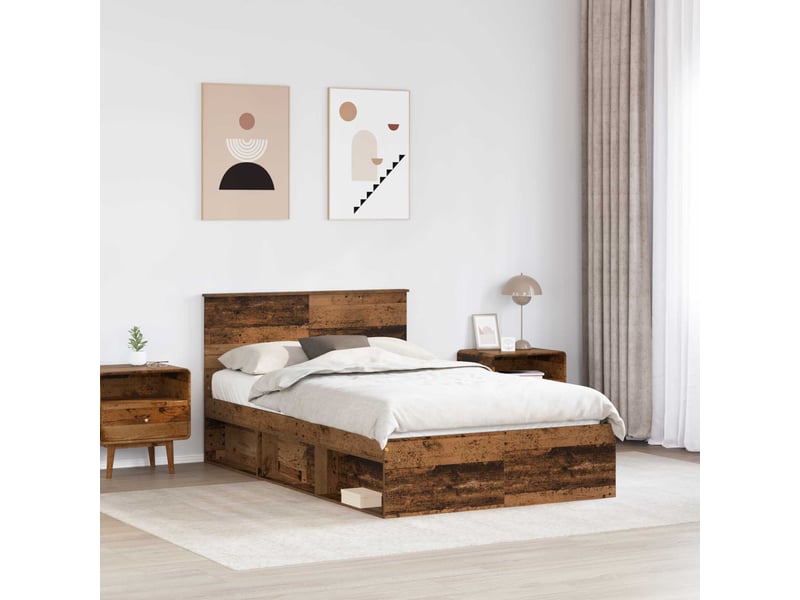  Lit double- lit adulte -  cadre de lit bois ancien 120 x 190 cm bois d'ingénierie  - Conforama B