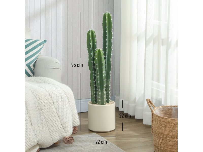  Plante artificielle cactus 95 cm avec pot décoratif vert  - Conforama C