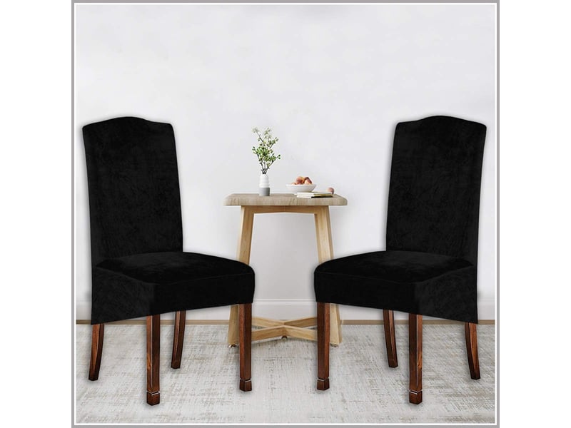  Housses de chaise élastiques, adaptées aux chaises de salle à manger, grandes housses de chaise haute en spandex, avec bande élastique noir, ensembl XLH-ZLS-009387MF - Conforama D