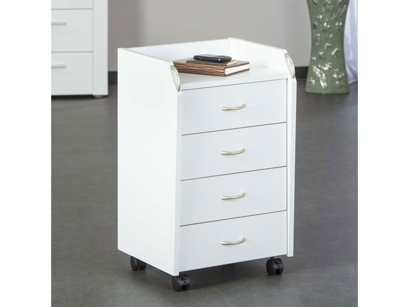  Meuble de rangement 4 tiroirs avec roulettes blanc - process  - Conforama A