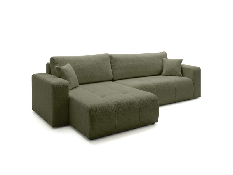  Canapé d'angle bardot max réversible convertible 5 places en tissu bouclette - vert kaki BARDOT - Conforama E