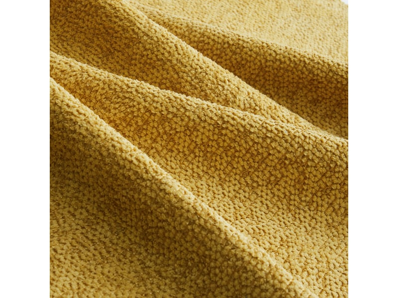  Canapé droit coquille 4 places bouclette jaune – 366 x 104 x 79 cm Fay Lum - Conforama W