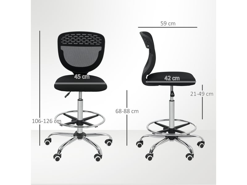 Chaise de bureau ergonomique en maille avec repose-pieds réglable 59x59x106-126cm noir - Conforama C
