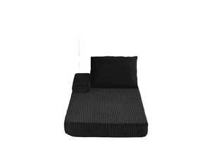 Canapé modulaire avec accoudoirs repositionnables et dossier triangulaire en velours côtelé noir