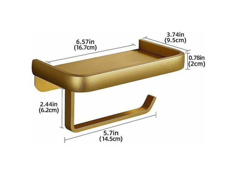  Enowelir porte papier toilette mural sans perçage pour salle de bain rouleau double couche doré  - Conforama B
