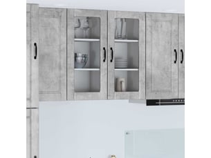 Meuble mural de cuisine, cabinet en verre mural 2 pcs gris béton bois d'ingénierie shl5420