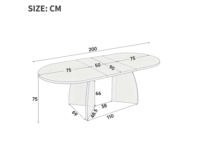  Table à manger extensible 150 à 200x90 cm angles arrondis en mdf travertinm, design moderne et simple  - Conforama C