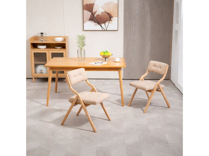 Lot de 2 chaises pliantes en bois avec coussin kaki – pour cuisine ou bureau, compactes et confortables  - Conforama D