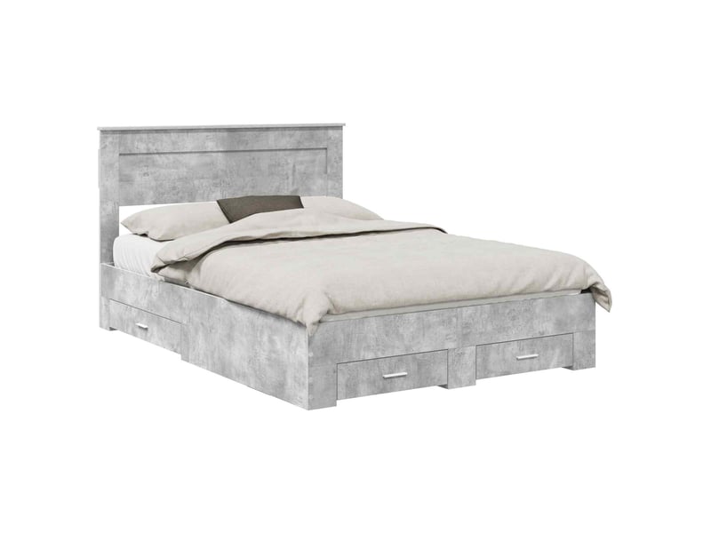  Lit double- lit adulte -  cadre de lit gris béton 150 x 200 cm bois d'ingénierie  - Conforama A