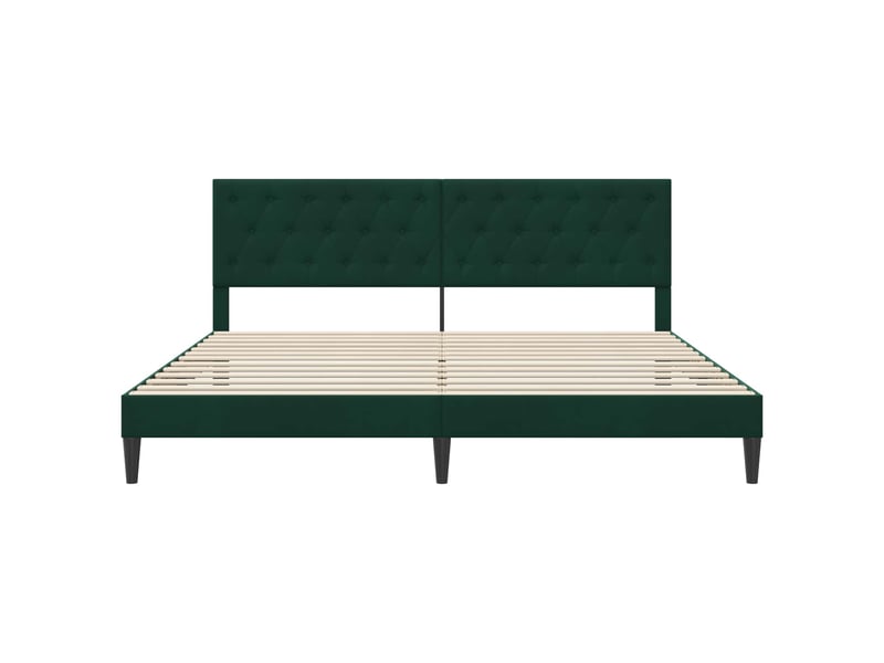  Lit double- lit adulte -  cadre de lit avec tête de lit vert foncé 200 x 200 cm velours  - Conforama C