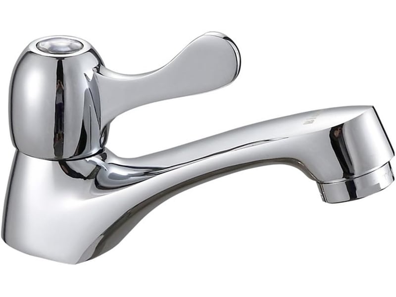  Robinet simple moderne de salle de bain de poignée, robinet d'eau froide fini par chrome d'un trou, robinets de bassin de barre  - Conforama A