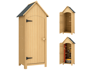 Armoire de jardin en bois avec 3 étagères et loquet naturel 77,5 x 54,2 x 179,5 cm