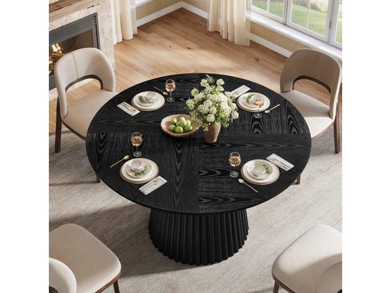 Table de salle à manger ronde de 120 cm pour 4 à 6 personnes, style champêtre en bois - Conforama D