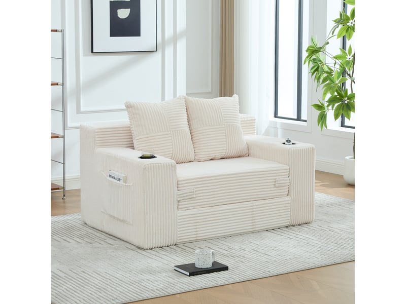  Canapé-lit 2 places 151x133x64 cm beige sans matelas  - Conforama B