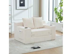 Canapé-lit 2 places 151x133x64 cm beige sans matelas