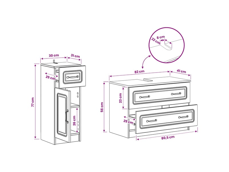 Ensemble de 2 meubles de salle de bain utrecht chêne fumé cf63209 - Conforama E
