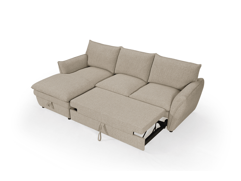  Canapé d'angle convertible avec coffre en tissu taupe capucine - angle gauche SF772-M2-TAU - Conforama E