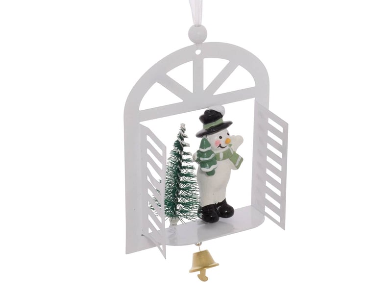  Suspension de sapin fenêtre avec père noël, bonhomme de neige et sapin en métal 14 cm  - Conforama D
