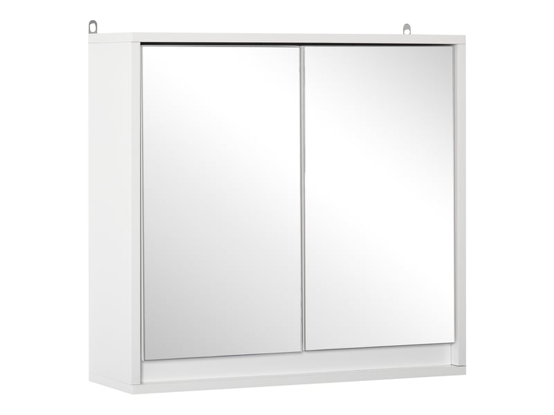Armoire murale miroir salle de bain 2 étagères panneaux particules mdf blanc dim. 48l x 14l x 45h cm - Conforama B