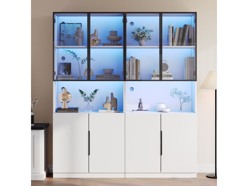  Vitrine - moderne minimaliste - portes en verre trempé - éclairage led réglable - anti-basculement  - Conforama E