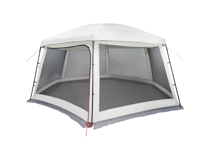 Tente piscine toit amovible parois maille gris 618x532 cm - Conforama C