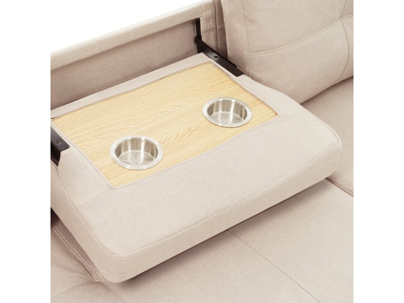  Canapé d'angle convertible modulable en lin avec rangement et porte-gobelet 3-4 places  - Conforama R