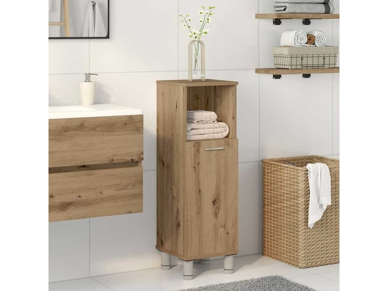  Amoire de salle de bain, meuble de rangement chêne artisanal 30x30x95 cm bois d'ingénierie  - Conforama B